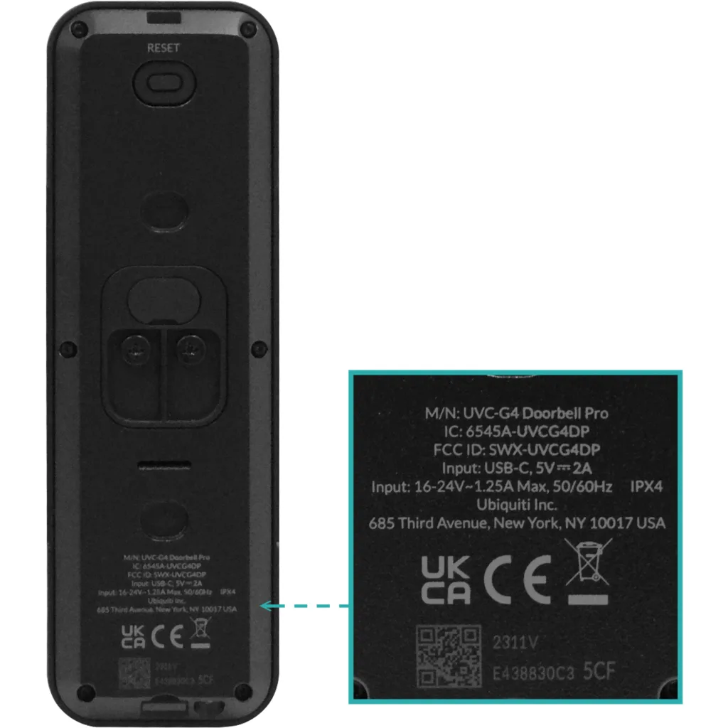 UBIQUITI PROreq-WiFi TimbreCCTV-IR 35-57VDC 2CamarasIP IPX4 Microf Luz