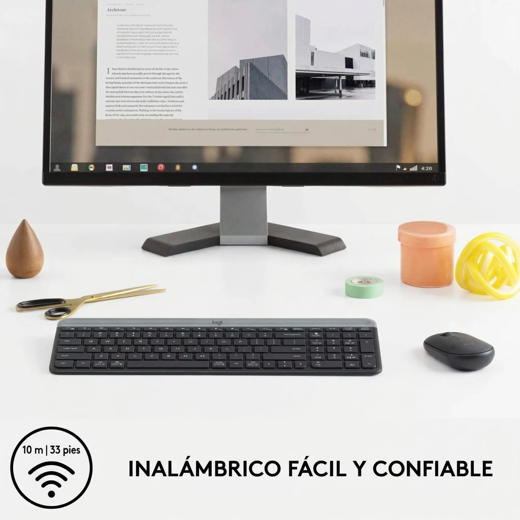 Imagen 4 de Kit Teclado Mouse Inalámbrico Logitech Slim MK470 2.4Ghz USB Negro