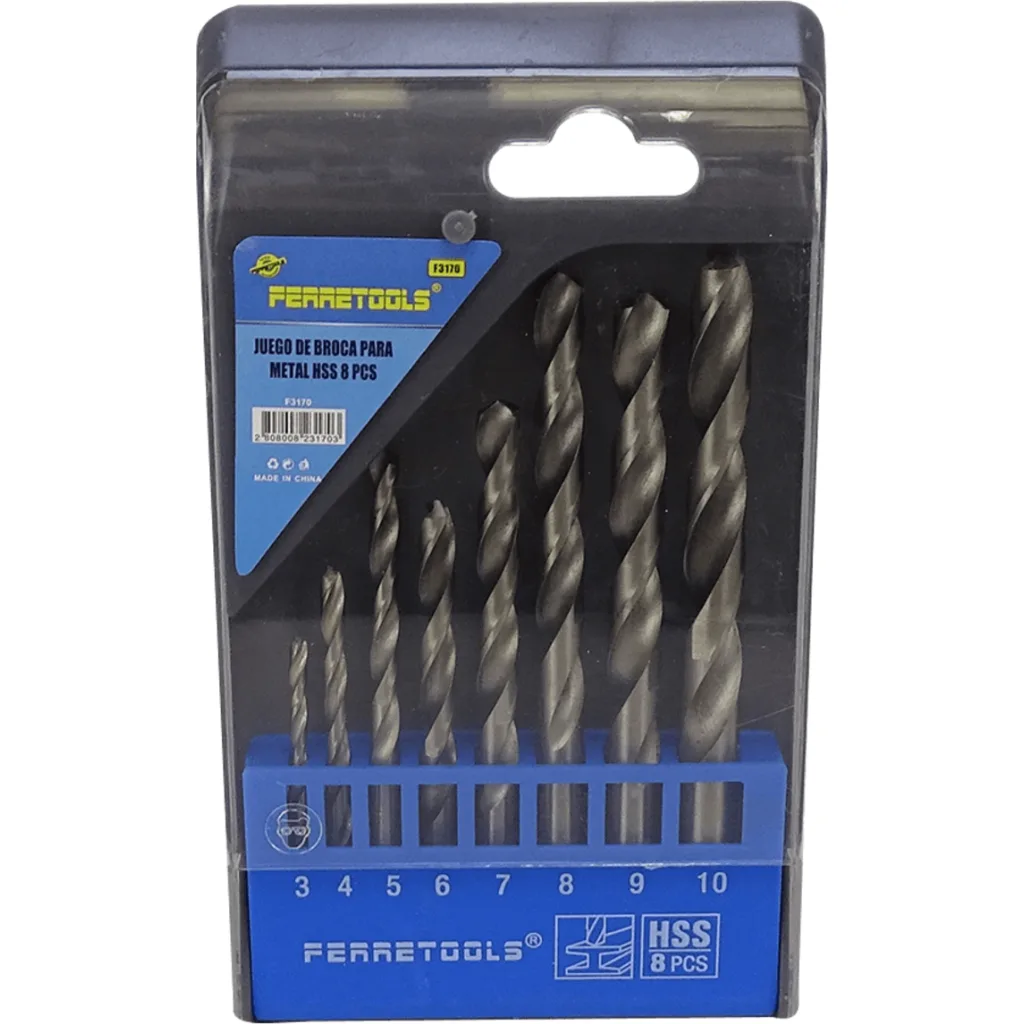 Imagen 1 de FERRETOOLS Brocas Metal 3,4,5,6,7,8,9,10mm Juego-8un F3170