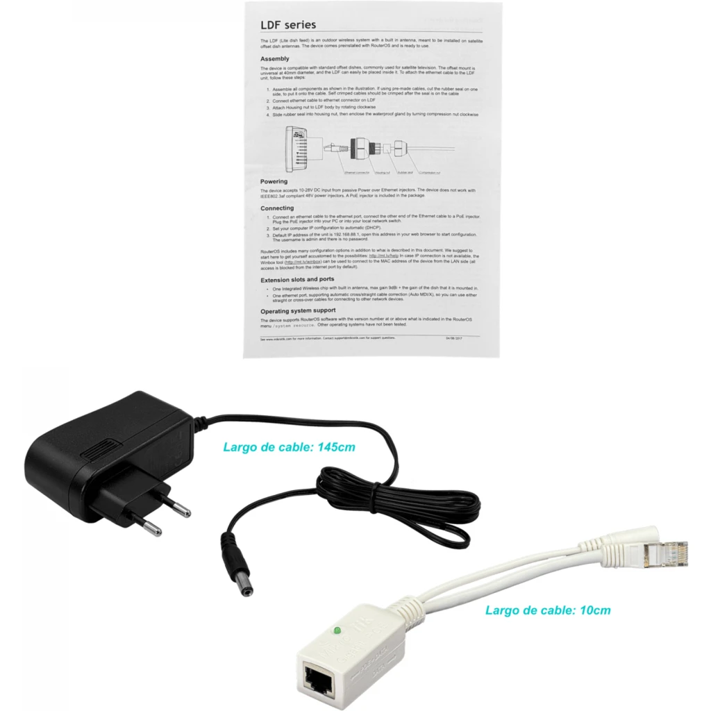 Imagen 4 de MIKROTIK 9dBi AC 17o 5GHz 25dBm L3 1-1000 inc24V p/Dish-DirecTV-40mm
