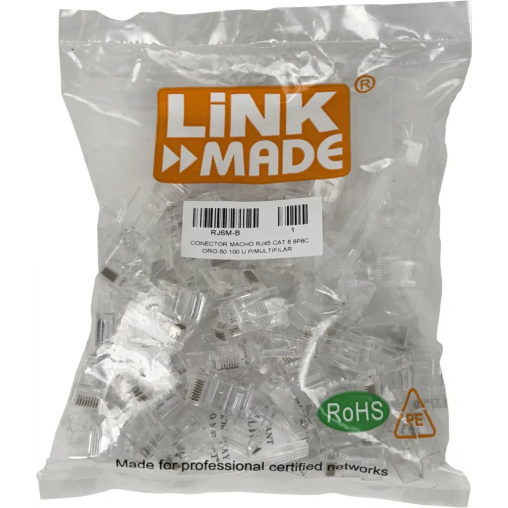 Imagen 1 de Conector RJ-45 Cat6 UTP P/Multifilar 100 Unidades - Linkmade