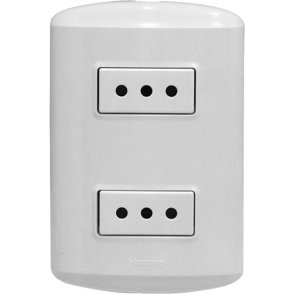 Enchufe Embutido Doble 2P+T 10A Blanco - Bticino 1208BN