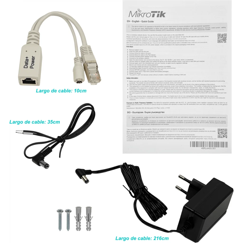 Imagen 6 de MIKROTIK LTE-1-2-3-7-8 2-Sim 2-U.FL GPS 2,4GHz 22dBm 2x2-2dBi 1-100 L4