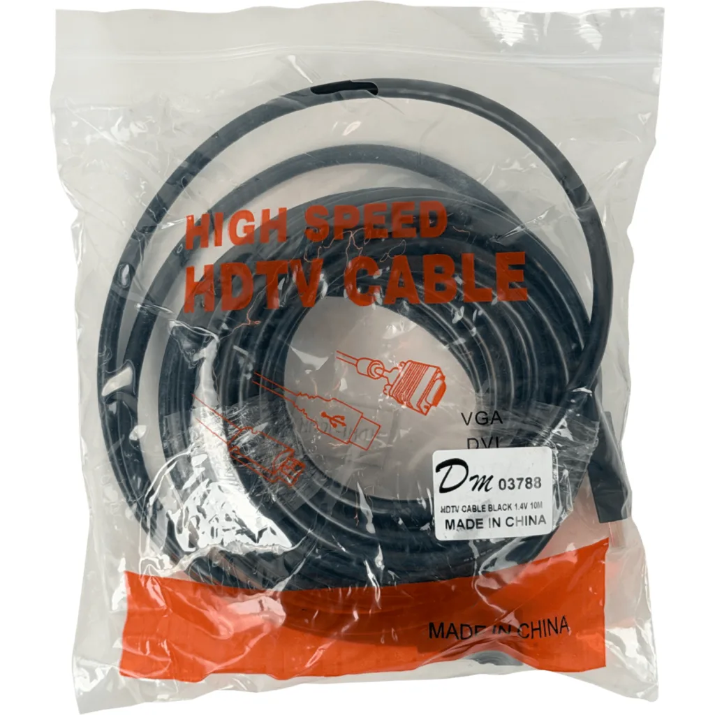 Cable HDMI v1.4 M/M 3D 10mt Sin Visagra Color negro - Genérico