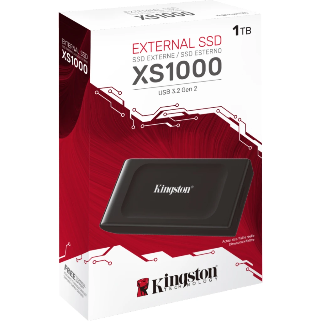 Imagen 2 de Unidad SSD Externo Kingston XS1000 1TB USB3.2 Gen2 Lec1050MBs Esc1000MBs Negro