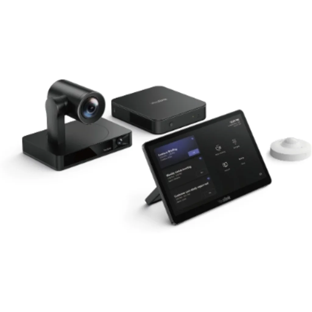 Kit base de video conferencia para Teams Room, sin equipos de audio. Incluye Camara UVC86, mini PC, pantalla MtouchPlus y sensor de habitación