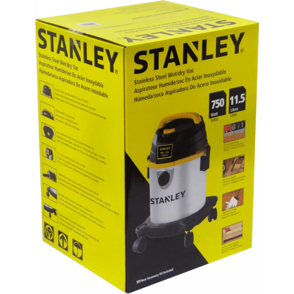 STANLEY 750W Seco Mojado 11,5-Litros 4,0HP 220V-3,6mts IPX4 Aspiradora