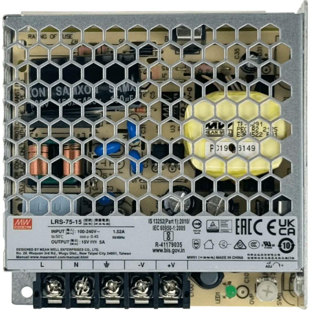 Imagen 5 de MEANWELL 75W 15V 5A Open-Frame Fuente-Poder 100-240VAC Ajustable