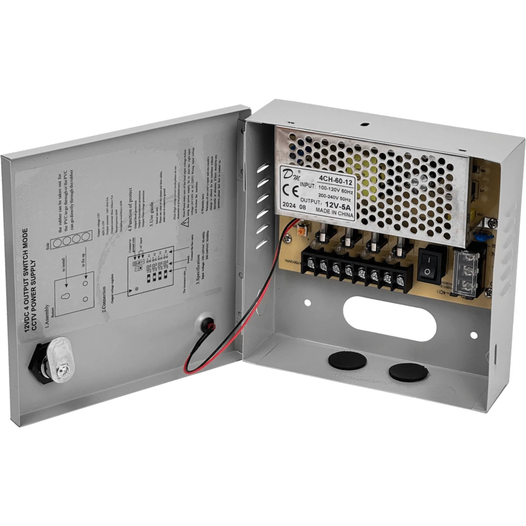 Imagen 1 de 60W 12VDC 5A 4-Salida Gabinete-llave Piloto 100-240VAC Fuente Poder