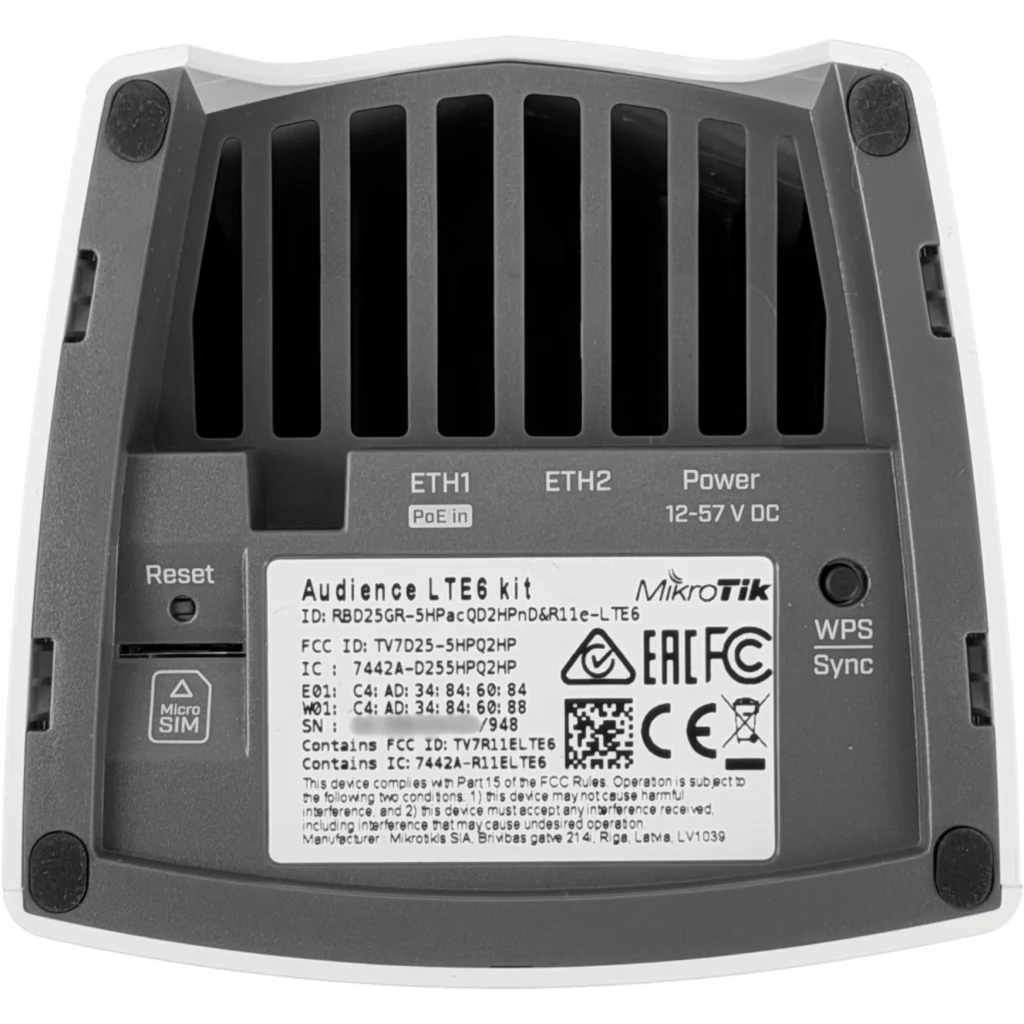 Imagen 1 de Router LTE 2-1000 2,4/5GHz L4 inc-24V RBD25GR-5HPacQD2HPnD&R11e-LTE6