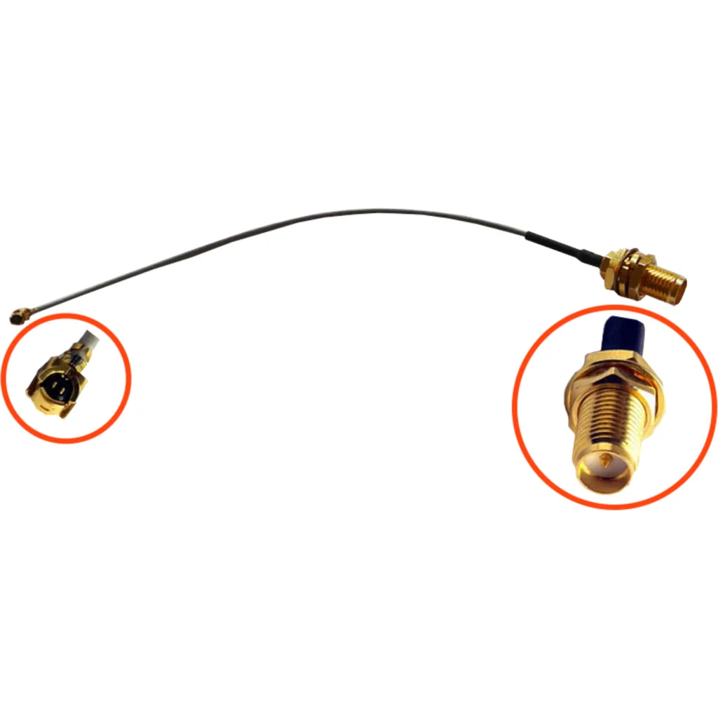 20cm U.FL(IPX/IPEX) RPSMA-Hembra CA100 Cable Coaxial Negro