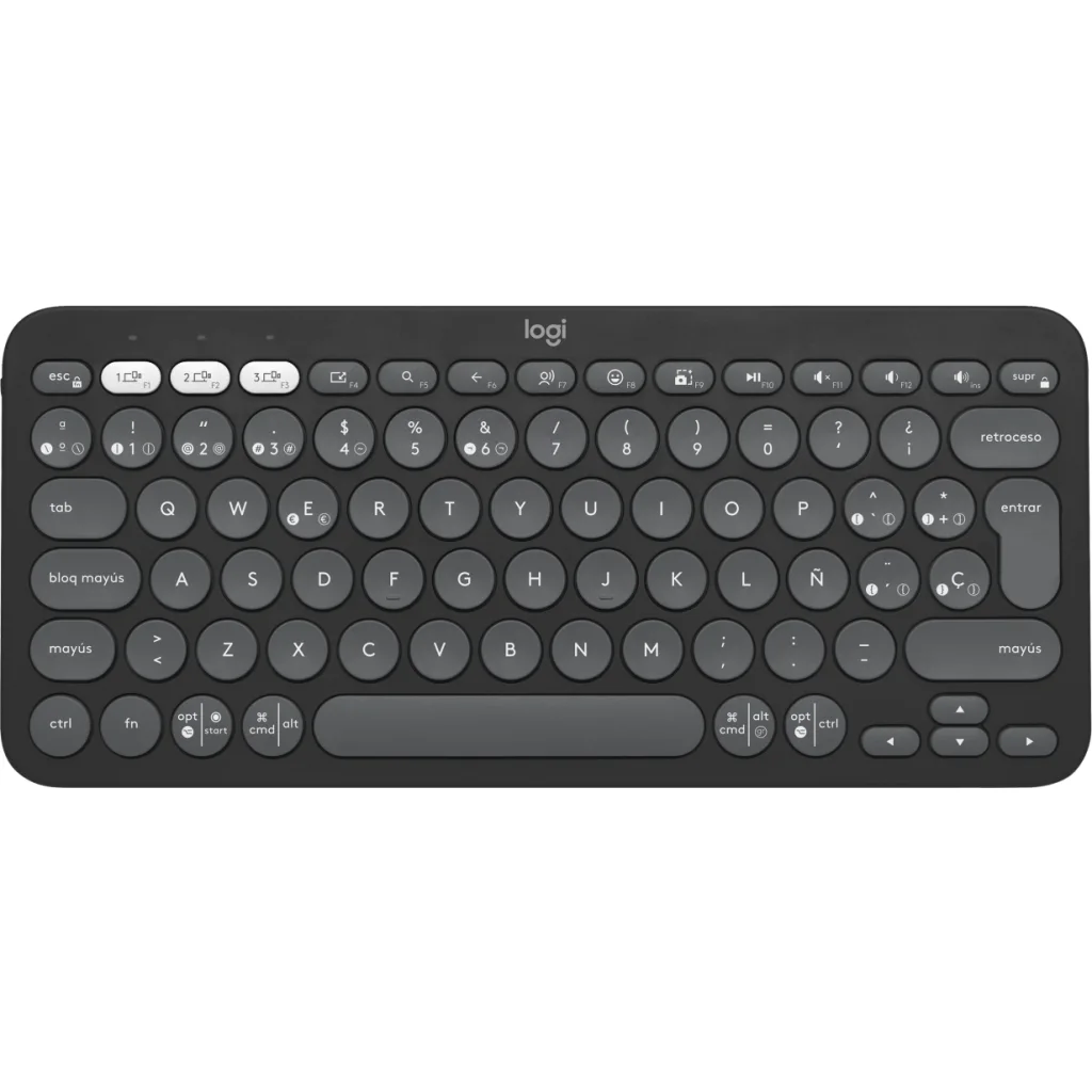 Teclado Inalámbrico Logitech Pebble Keys 2 K380S Bluetooth Dongle USB Grafito