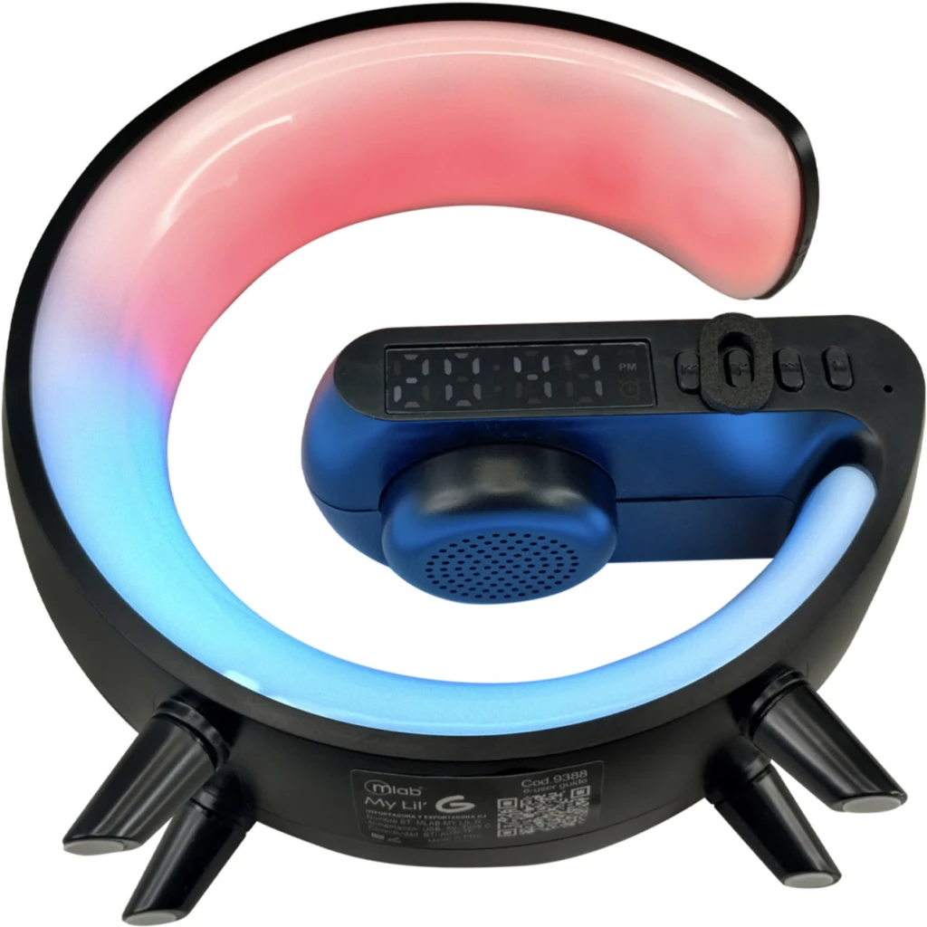 Imagen 3 de MLAB PARLANTE MY LIL G 5 IN 1 CARGADOR INALAMBRICO+LUZ RGB+RELOJ+ALARMA BLACK