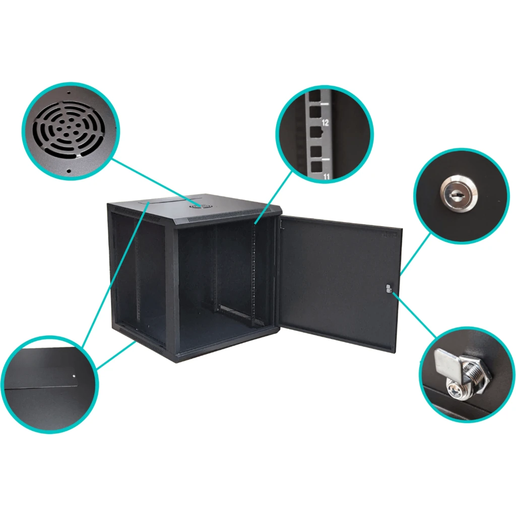 Imagen 2 de Rack 12U ciego Fondo-60cm Ancho-19p Mural-Pared Alto-64cm