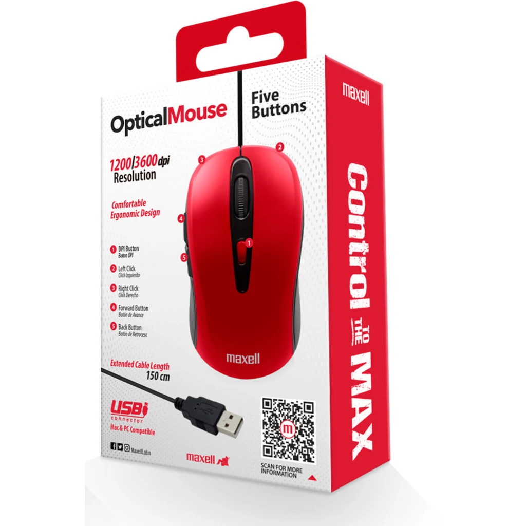 Imagen 3 de Mouse optico Maxell MOWR105 RED
