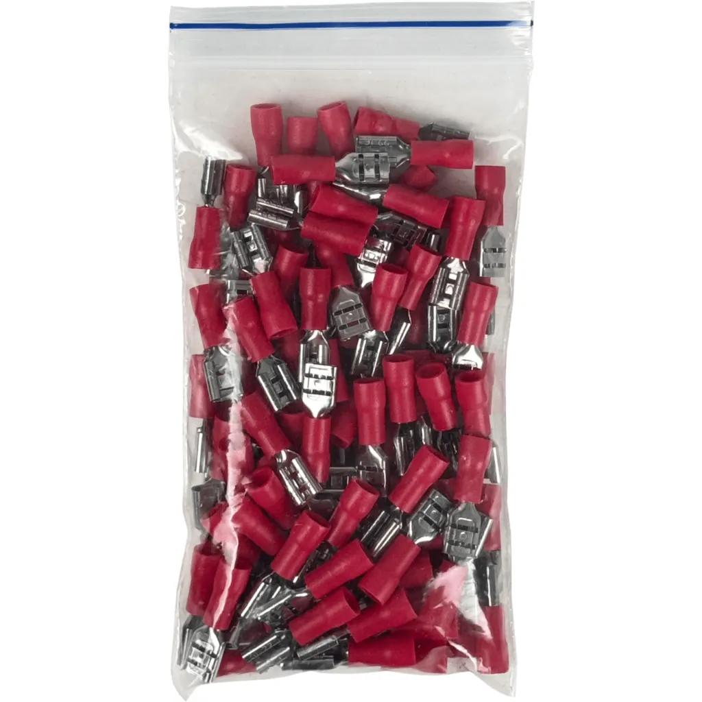 Imagen 1 de 4,8x0,5mm 100u Rojo Hembra Semi-Aislado Faston 0,5-1,5mm2 FDD1.25-187