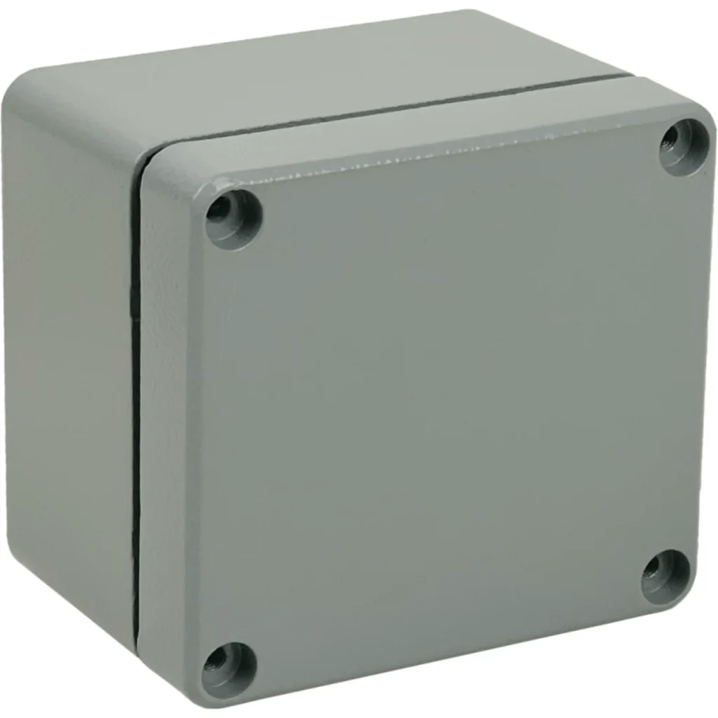 Caja 80x75x59mm IP66 Aluminio Grueso 4-Tornillos 2-Aletas