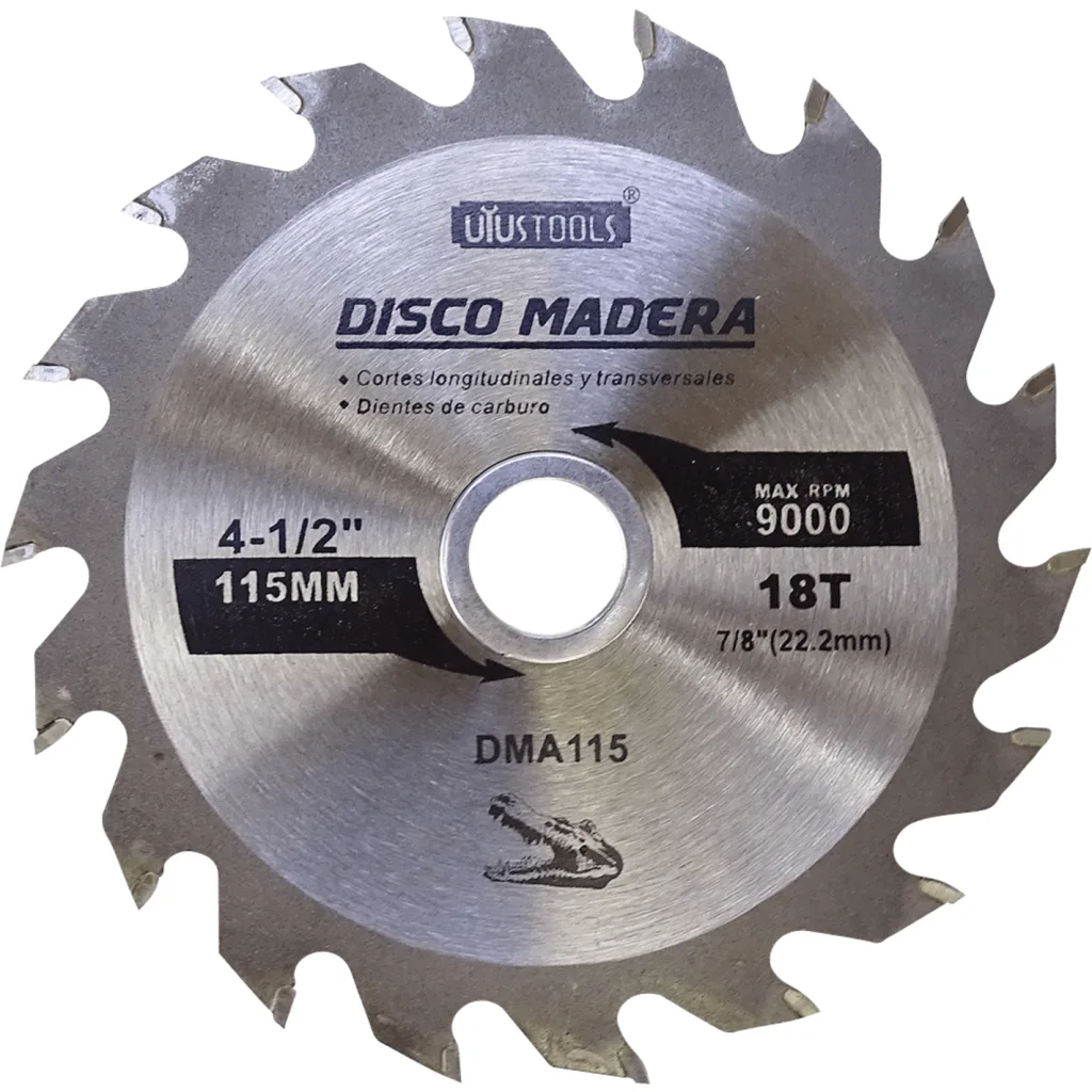 UYUSTOOLS 115mm 18T 22,2mm Disco Corte Sierra Madera Carburo DMA115