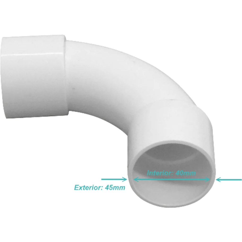 Imagen 0 de LINKCHIP 40mm Codo para Tubo PVC Blanco Curva