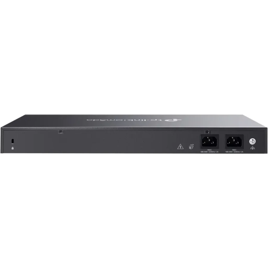 Imagen 1 de SG3428XF. Switch Omada con 24 puertos SFP 4 puertos SFP+ capacidad de switching de 128Gbps