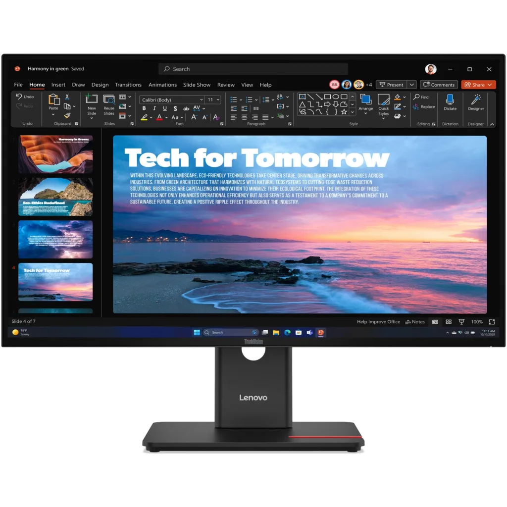 Imagen 2 de Monitor Lenovo ThinkVision T27QD-40 27" QHD 2560*1440 IPS LAN DP HDMI USB-C