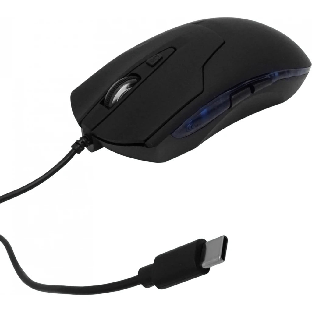 Mouse Type-C Cableado-135cm Negro Raton Clic-Silencioso
