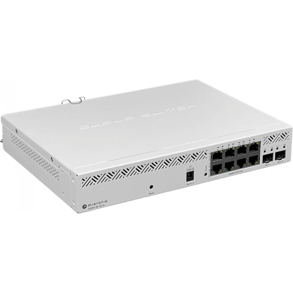 MIKROTIK 8-1000-PoE 140W-tot 2-SFP+10G Switch Rack 100-240VAC 48-57VDC