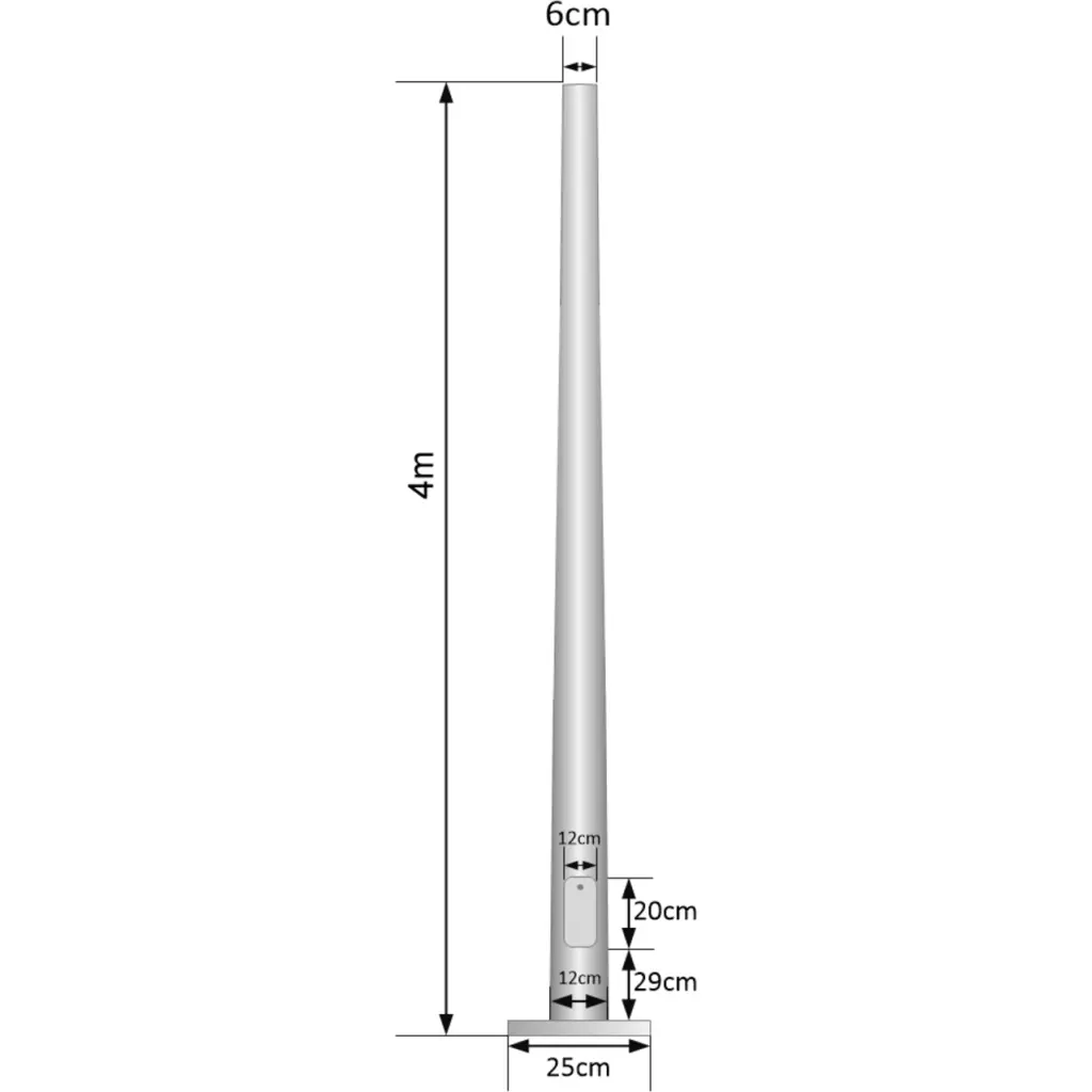 Imagen 1 de Poste Conico 4mt 3mm Base-250x250x12mm no-inc-Canastillo Cono-120/60mm