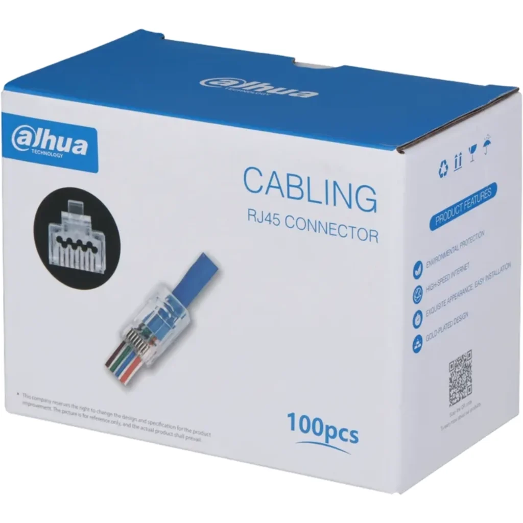 Conector Dahua RJ45 para armar, categoría 6 caja de 100 unidades.