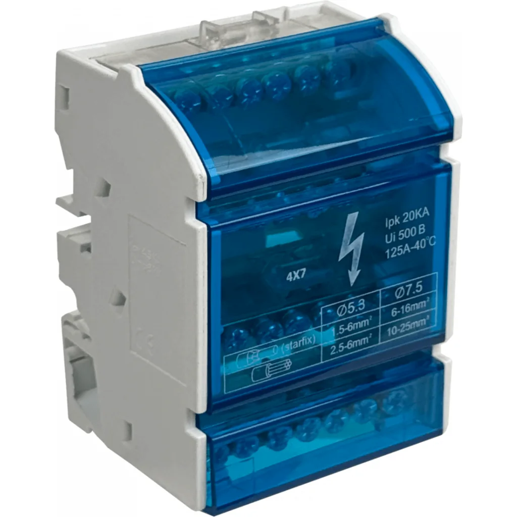 Imagen 2 de 4x7-Polos Repartidor Tetrapolar 125A 40grado-C 500V 1,5-25mm2 ipk 20KA