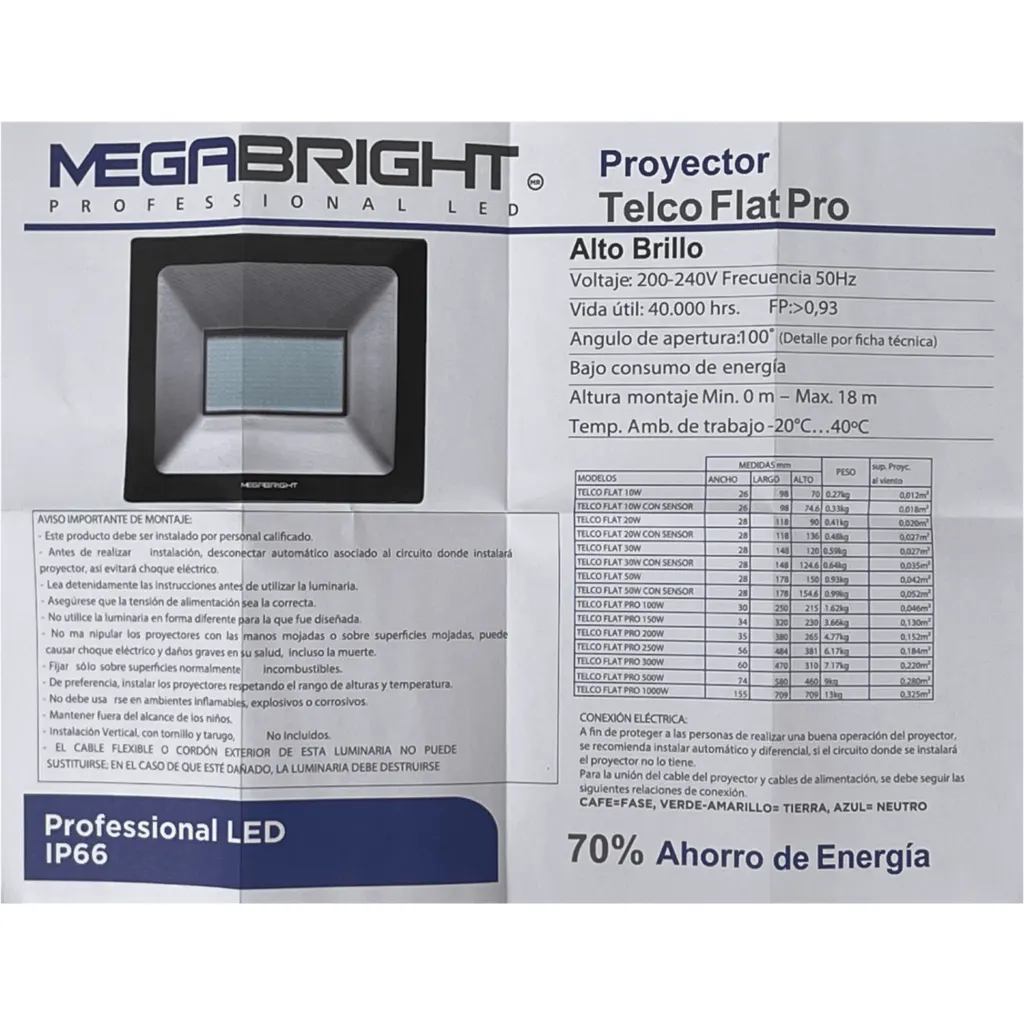 Imagen 1 de 30W 6000K 100o 200-240VAC Luz-Blanca LED Exterior IP65 Certif-SEC