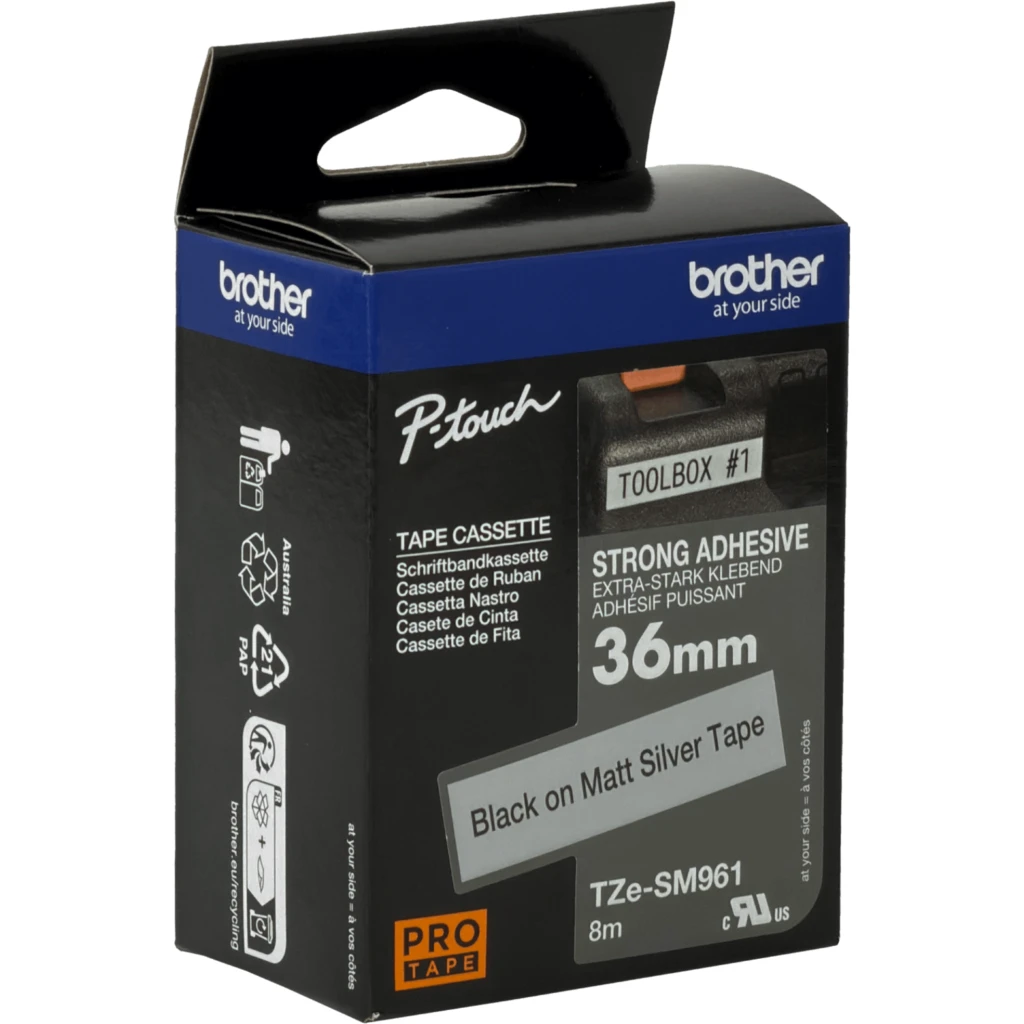 Imagen 1 de BROTHER 36mm Negro en Plateado-Mate Cinta 8mt p/PT-P900W PT-9700PC