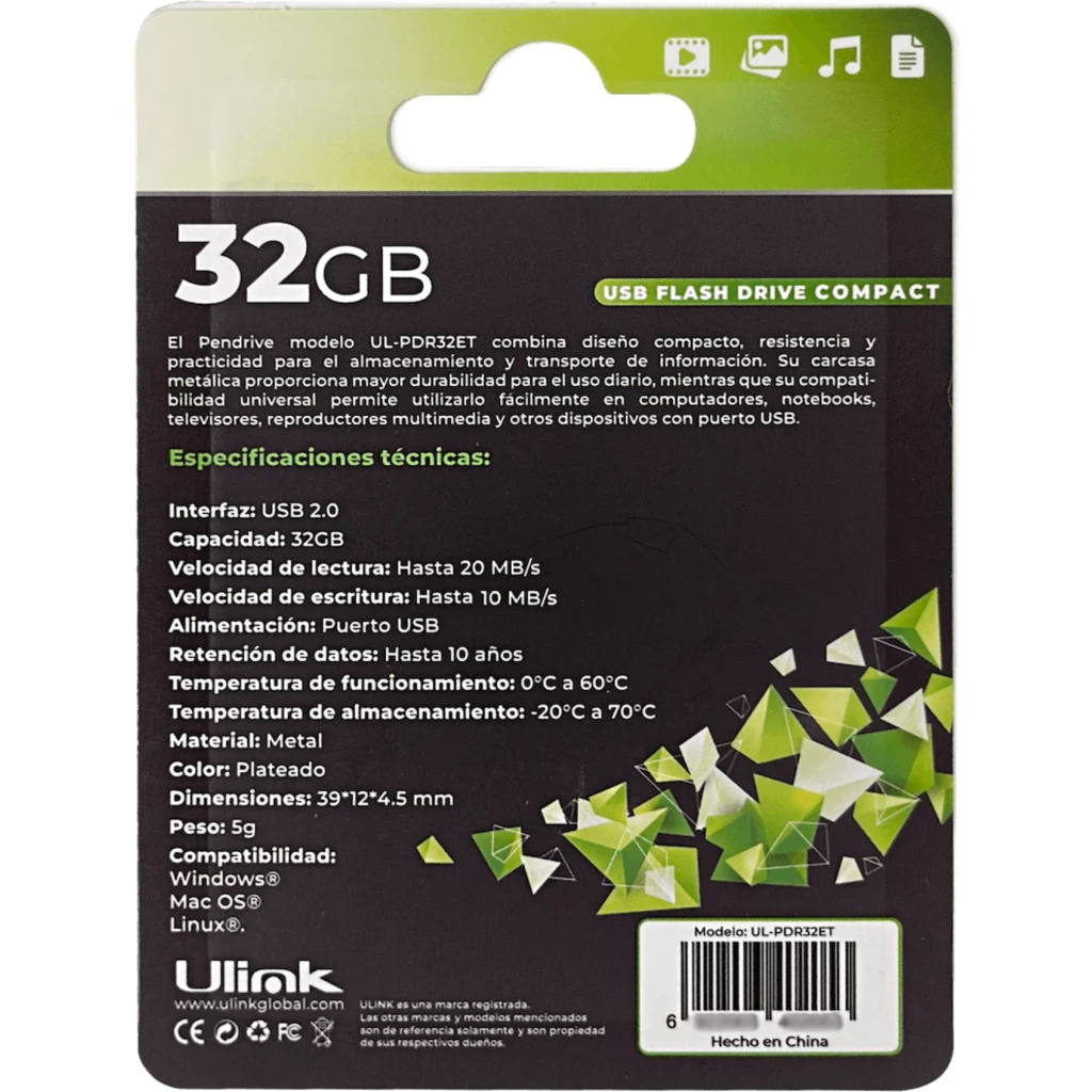 ULINK 32GB USB2.0 Pendrive mb/s Elite