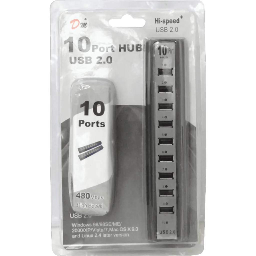 Imagen 2 de Hub Concentrador 10 Puertos USB 2.0 Cargador 2A 5VDC/10W