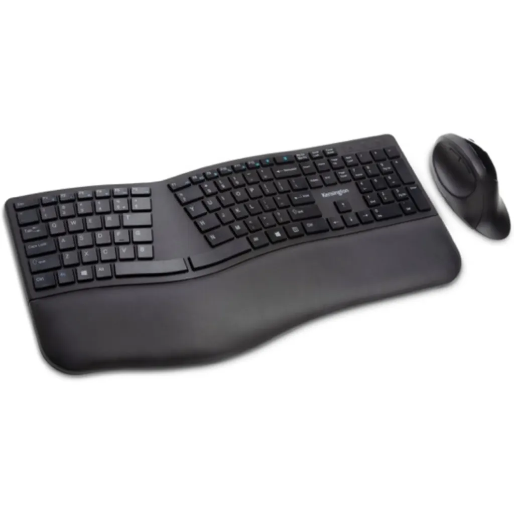 Kit Teclado Mouse Inalámbrico Ergonómico Kensington Pro Fit Ergo Bluetooth Negro