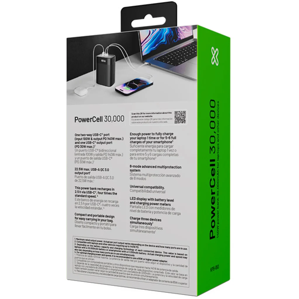 Imagen 7 de Power Bank KlipX KPB-850, 30.000mAh 140W, USB C PD, Negro