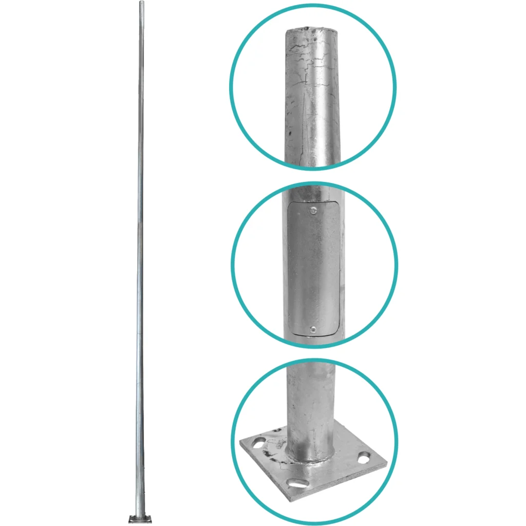 Imagen 3 de Poste Conico 8mt 3mm Base-280x280x12mm no-inc-Canastillo Cono-140/60mm