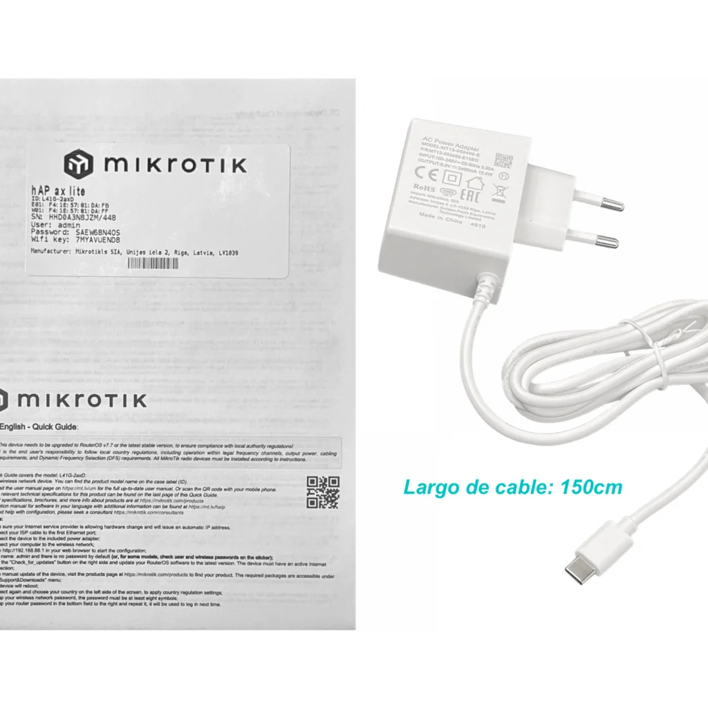 Imagen 4 de MIKROTIK 4-1000 2,4GHz AX600 Gen6 4,3dBi L4 inc5V/12W Type-C L41G-2axD