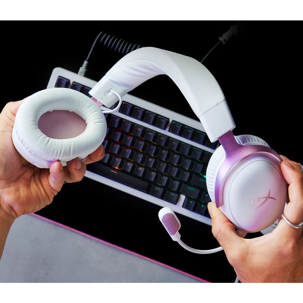 Imagen 5 de Audífonos Gamer Alámbricos HyperX Cloud III USB C/A 3.5mm DTS Blanco/Rosa