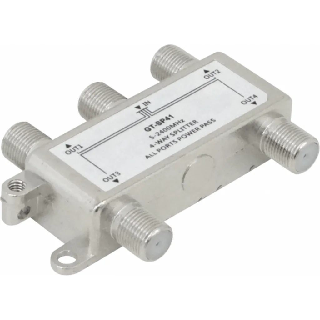 Imagen 3 de 1-F-H 4-F-H 1x4 Divisor Splitter 5-2400MHz Coaxial TV RF GT-SP41