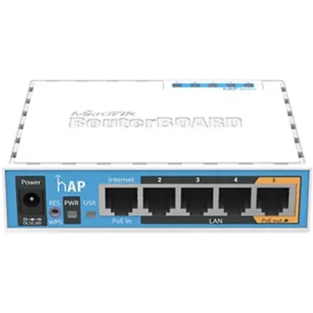 MIKROTIK Router 5 puertos ethernet 10/100, licencia 4, RAM 64MB + AP
