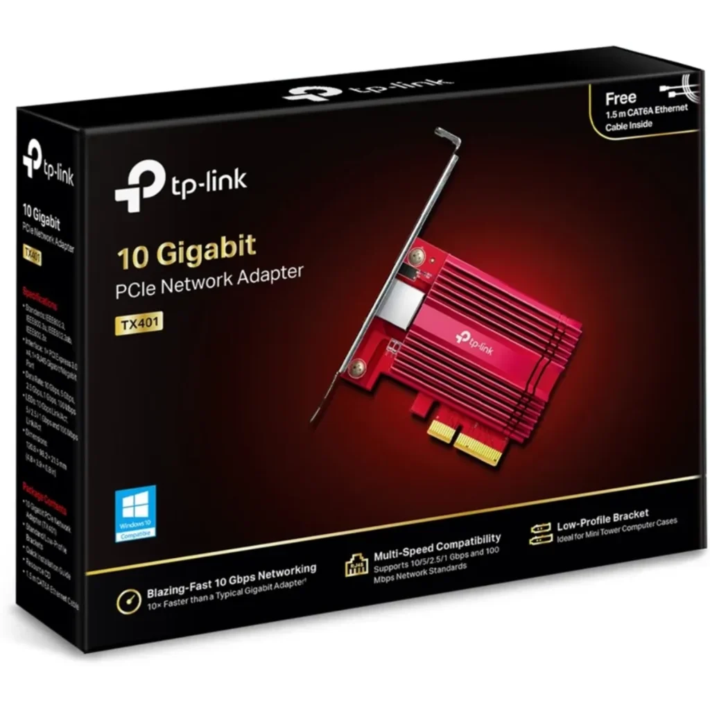 Imagen 3 de Tarjeta de Red Interna TP-Link TX401, PCIe 3.0 x4 1/2.5/5/10GBps Low Profile