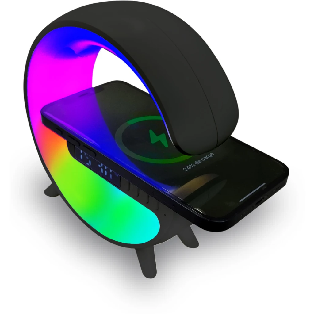 Imagen 2 de MLAB PARLANTE MY LIL G 5 IN 1 CARGADOR INALAMBRICO+LUZ RGB+RELOJ+ALARMA BLACK