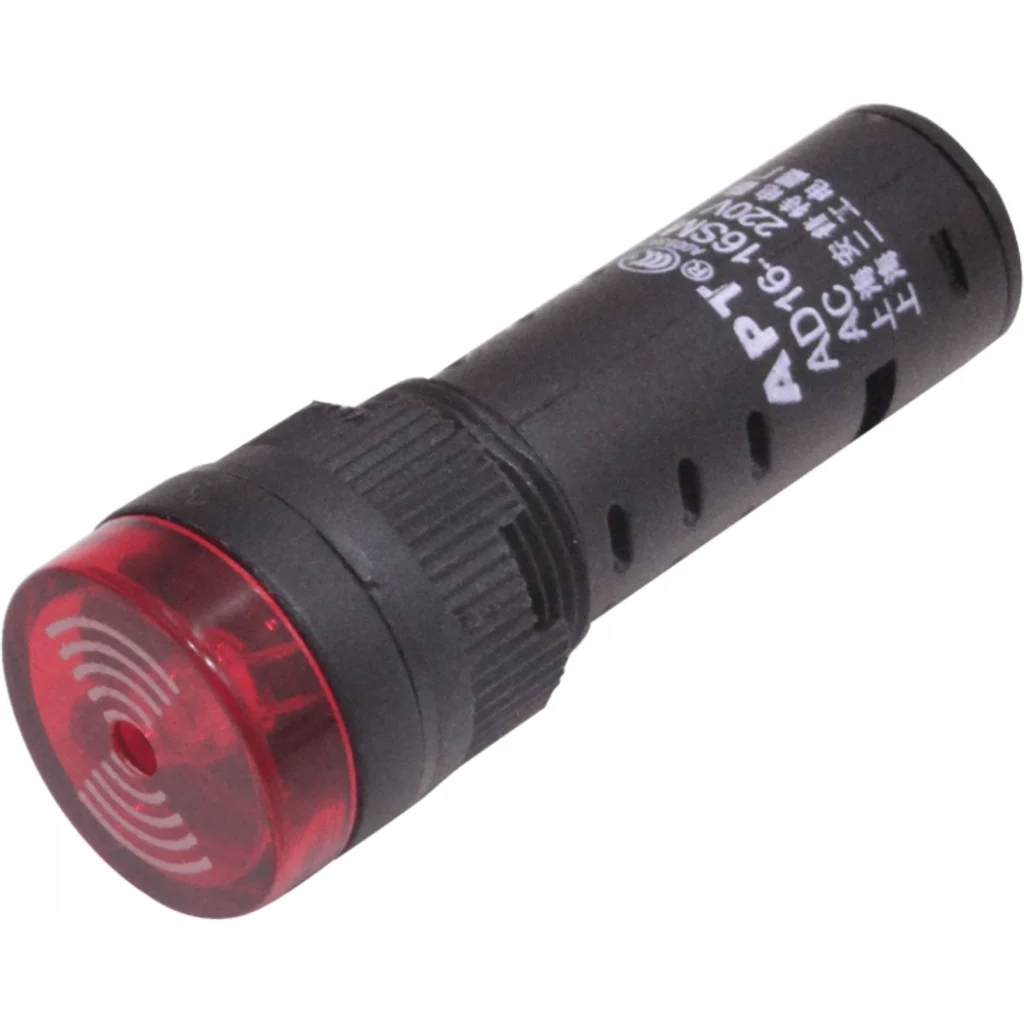 Rojo Buzzer Luz Piloto LED 220VAC 15mm-diamet 19mm-cabeza 55mm-altura