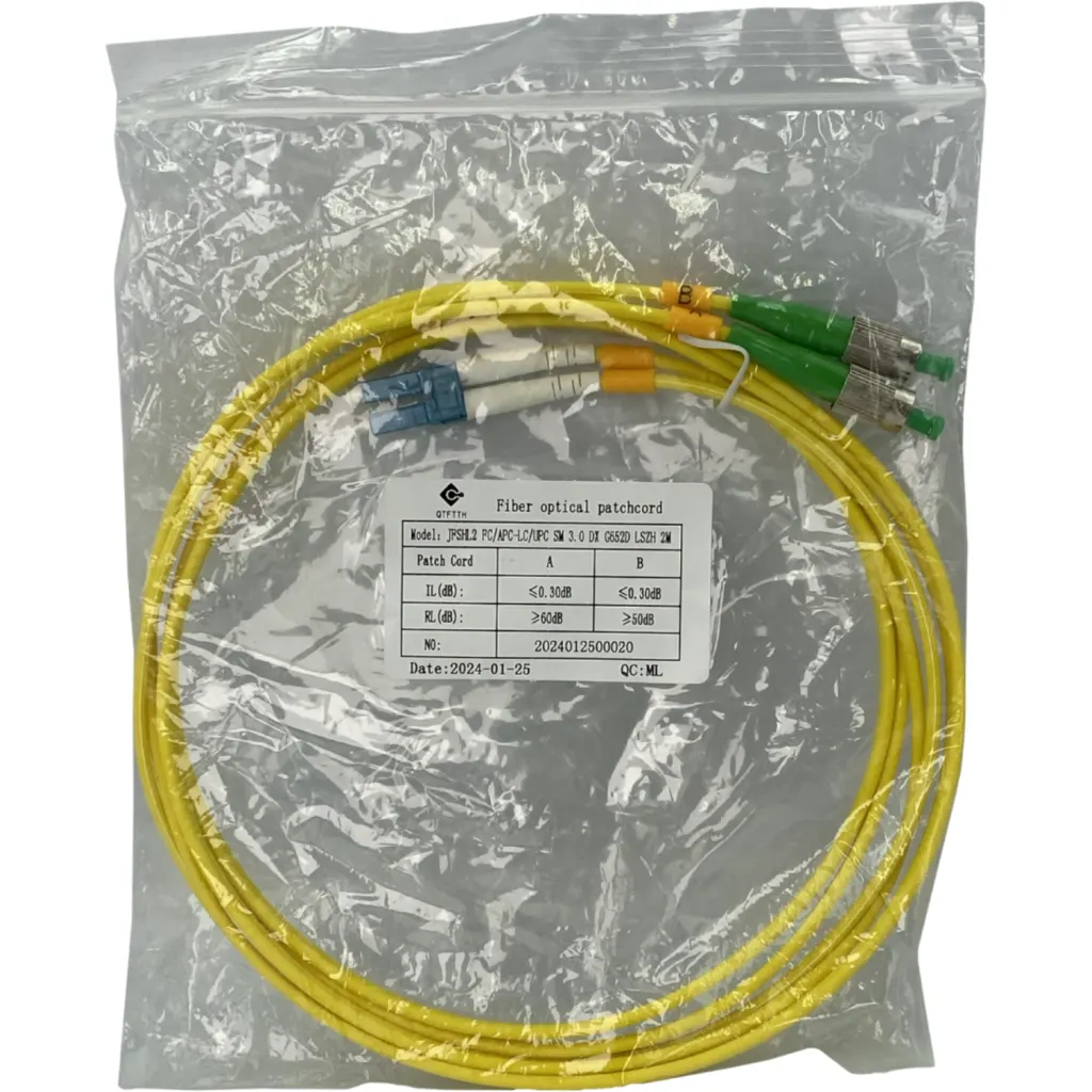 Imagen 1 de 2mt FC/APC-LC/UPC MonoModo SM Duplex Jumper Cable Fibra 9/125um 3mm 