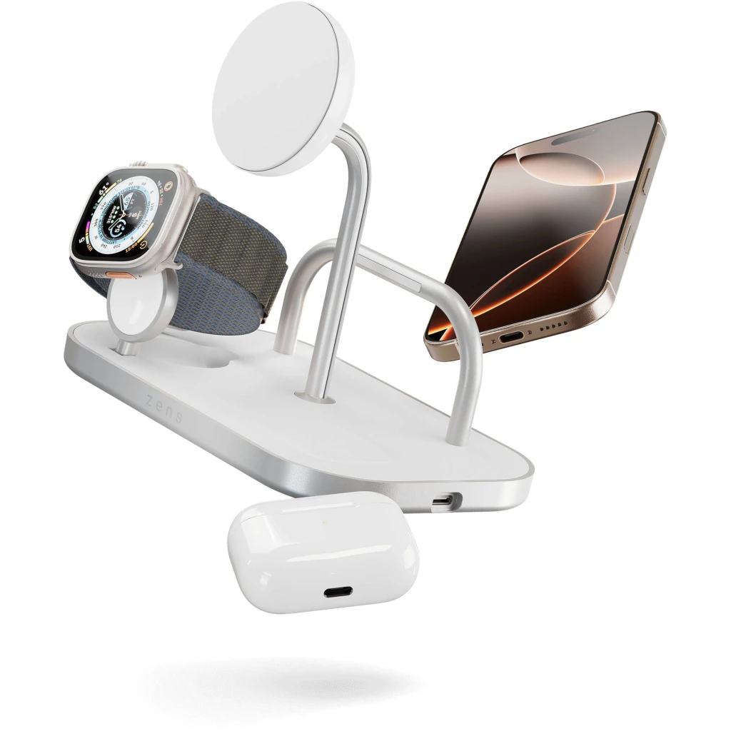 Imagen 10 de Base de Carga Inalámbrica Zens 4 en 1 15W USB-C Soporte iPad MagSage Qi2 60W