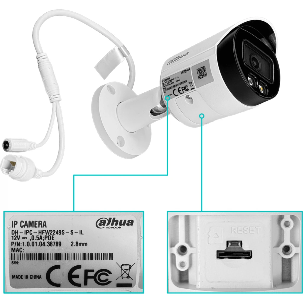 Imagen 4 de DAHUA Bala 2MP fijo-2,8mm PoE IR30mt IP67 IP IA mSD WizSense HFW2249SP