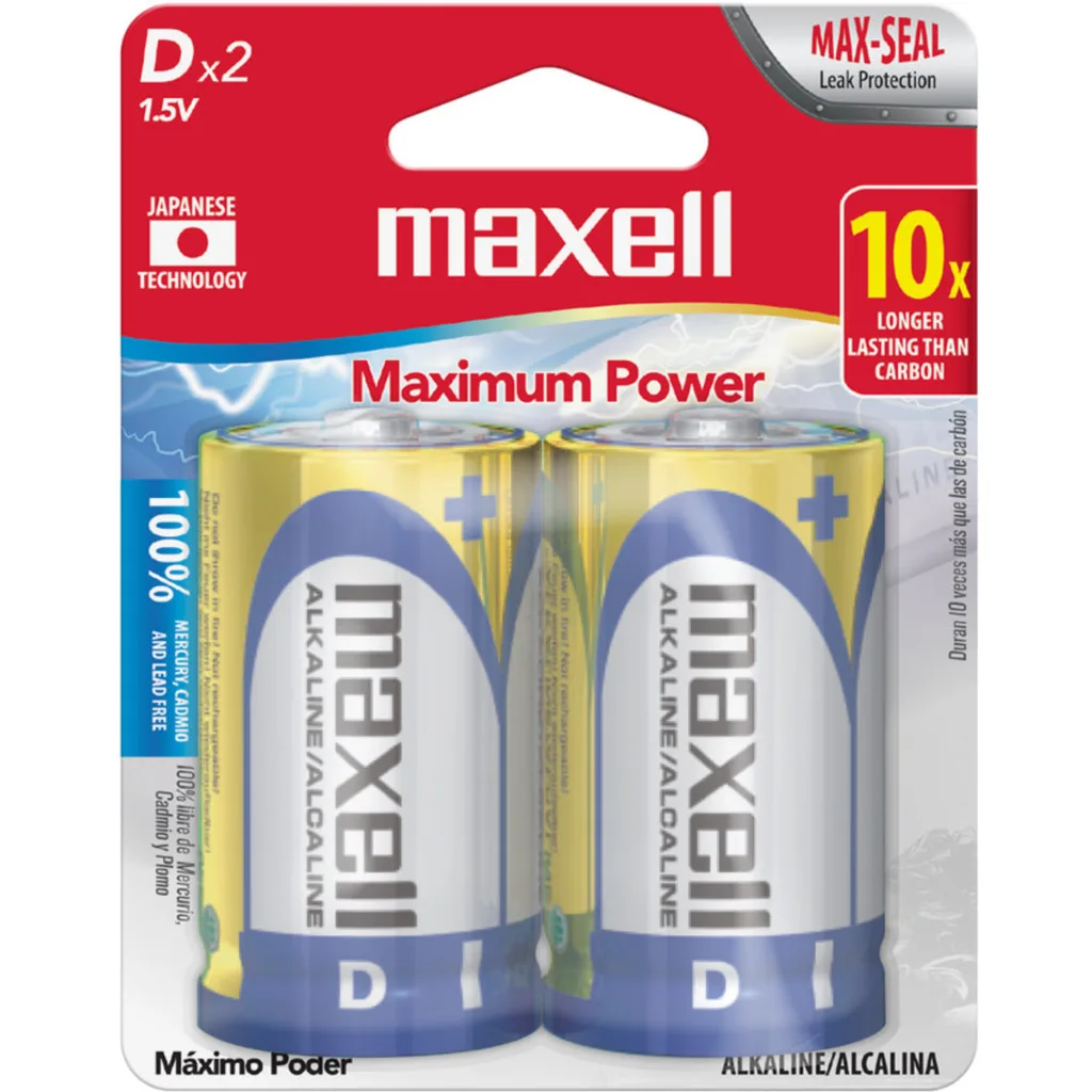 Pilas alcalinas tipo D x2 Maxell LR20-2PK DX2ALC