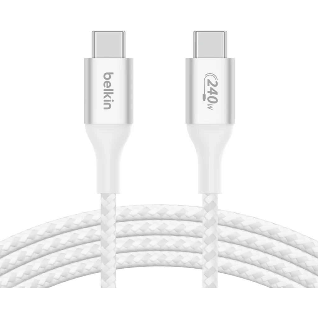 Imagen 3 de Cable USB-C a USB-C 240W de 2.0 Mt trenzado Belkin blanco