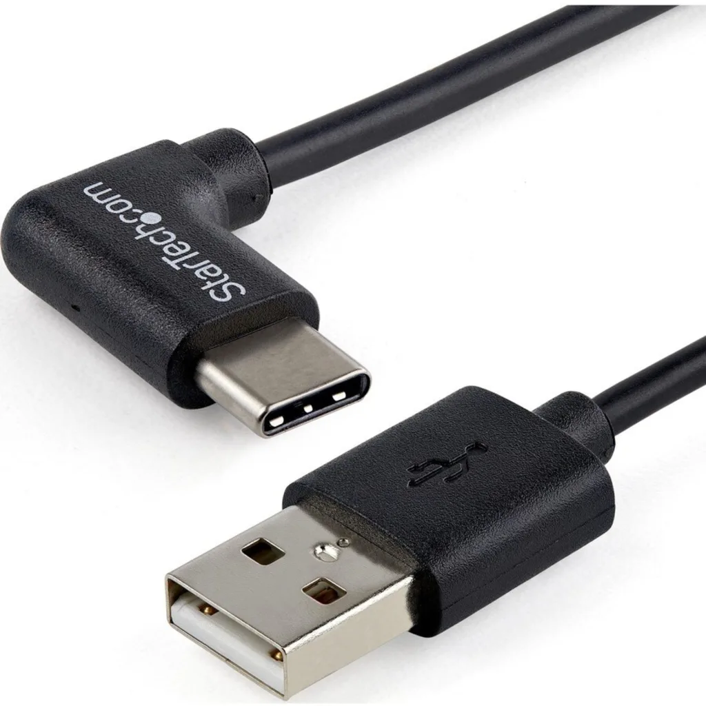 Cable StarTech USB 2.0 A Macho a USB 2.0 Type-C Macho en angulo. 1mt Negro